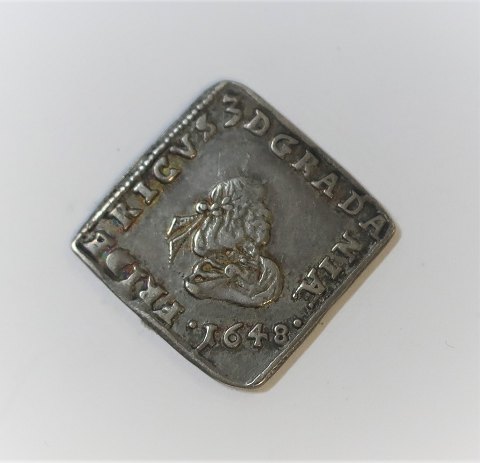 Denmark. Frederick lll. Silver Coin. 1/12 speciedaler 1648. Nice coin