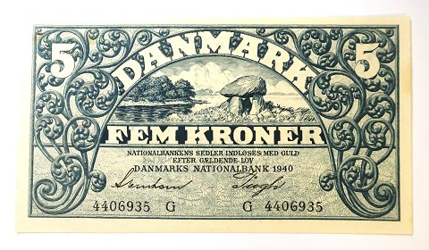 Dänemark. Banknote DKK 5 1940 G. Schöne gut erhaltene Banknote.