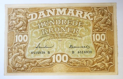 Dänemark. 100-DKK-Banknote 1943